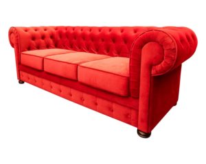 stylowa pikowana sofa chesterfield czerwona bordo welurowa