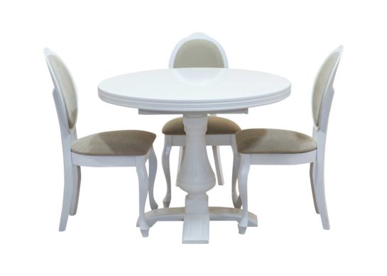 stół cezary biały okrągły 4 krzesła wera